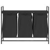 vidaXL Laundry Basket 3 Compartments with Shelf Black Oak