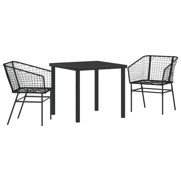 vidaXL Garden Dining Set 9 pcs Black Poly Rattan