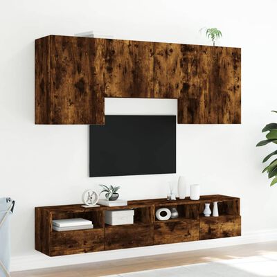 vidaXL 5 Piece TV Wall Units Smoked Oak Engineered Wood