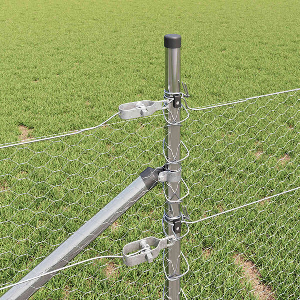 vidaXL Fence Post Silver 25 x 0.5 m (25 mm mesh) Steel