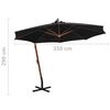 vidaXL Hanging Garden Parasol with Pole Black 3.5x2.9 m Solid Fir Wood