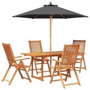 vidaXL Outdoor Dining Set with Parasol 6 pcs Anthracite and Natural