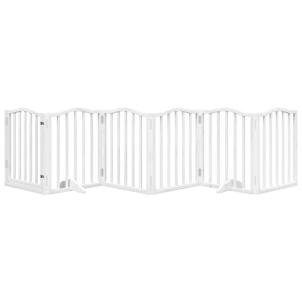 vidaXL Dog Gate with Door Foldable 6 Panels White 300 cm&nbsp;Poplar Wood