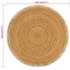 vidaXL Braided Area Rug with Wave Edge 120 cm Jute Round