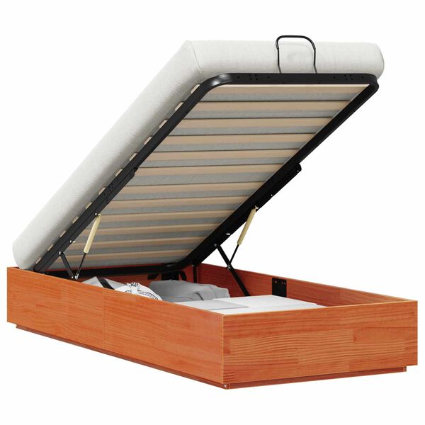 vidaXL Ottoman Bed Frame Wax Brown 80 x 200 cm Solid Pine Wood