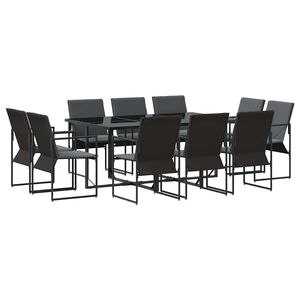 vidaXL Garden Dining Set 11 pcs Black Steel