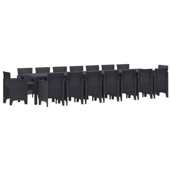 vidaXL Garden Dining Set with Cushions 17 pcs Anthracite PP