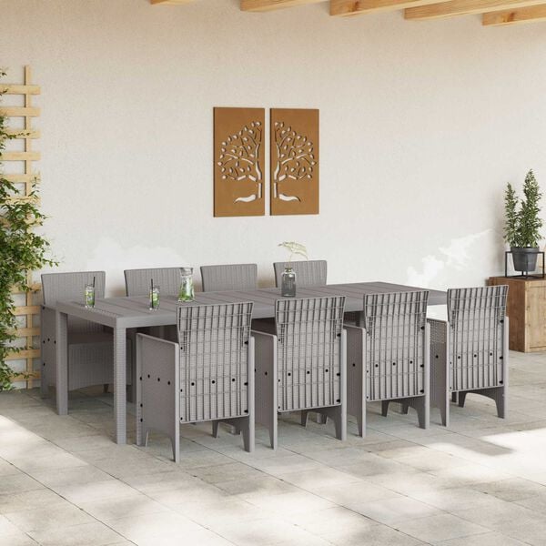 vidaXL Garden Dining Set 9 pcs White Polypropylene