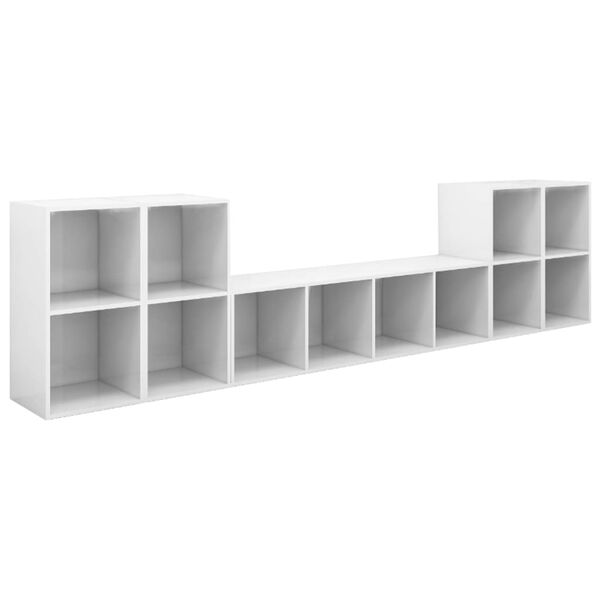 vidaXL 5 Piece TV Cabinet Set High Gloss White Engineered Wood
