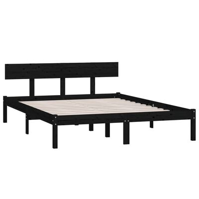 vidaXL Bed Frame Black Solid Wood Pine 120x200 cm