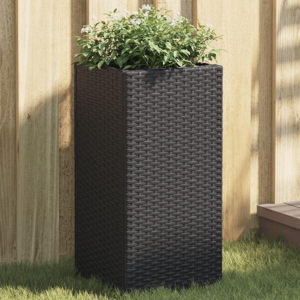 vidaXL Garden Planters 2 pcs Black 30x30x60 cm Poly Rattan