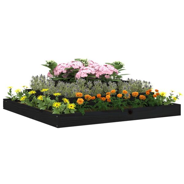 vidaXL Planter Black 110x110x27 cm Solid Wood Pine
