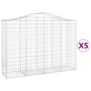 vidaXL Arched Gabion Baskets 5 pcs 200x50x140/160 cm Galvanised Iron