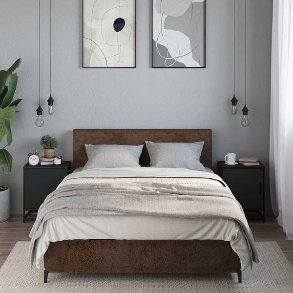 vidaXL Bedside Cabinets 2 pcs Black 40x31x50 cm Engineered Wood and Metal