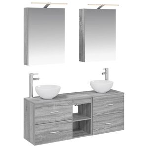 vidaXL Bathroom Cabinet Set 5 pcs Grey Sonoma 50 x 14.5 x 70 cm