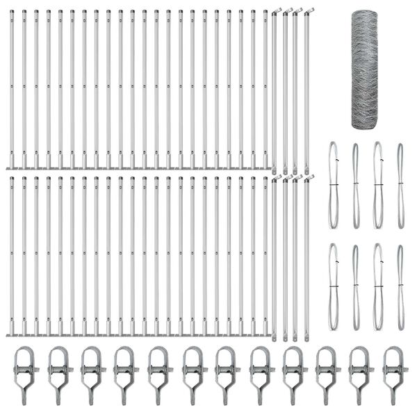 vidaXL Fence Post Silver 100 x 0.8 m (36 mm mesh) Steel
