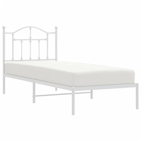vidaXL Metal Bed Frame without Mattress with Headboard White 90x200cm