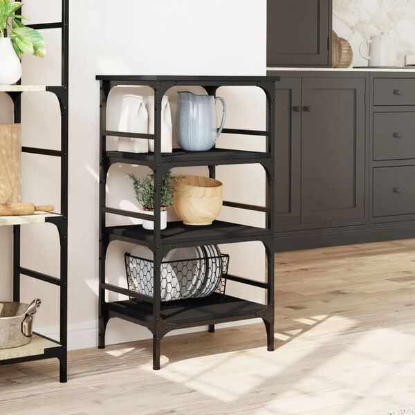 vidaXL Kitchen Trolley Black 45x35x89.5 cm Engineered Wood