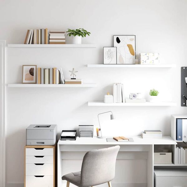 vidaXL Floating Wall Shelves 4 pcs White 120x23.5x3.8 cm MDF