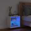 vidaXL Bedside Cabinet with LED Lights Wall-mounted White