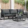 vidaXL Garden Sofa Set with Cushion 3 pcs Black Steel