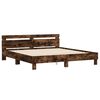 vidaXL Bed Frame with LED without Mattress Smoked Oak 160x200 cm
