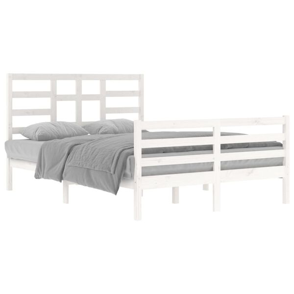 vidaXL Bed Frame without Mattress White Solid Wood 140x200 cm