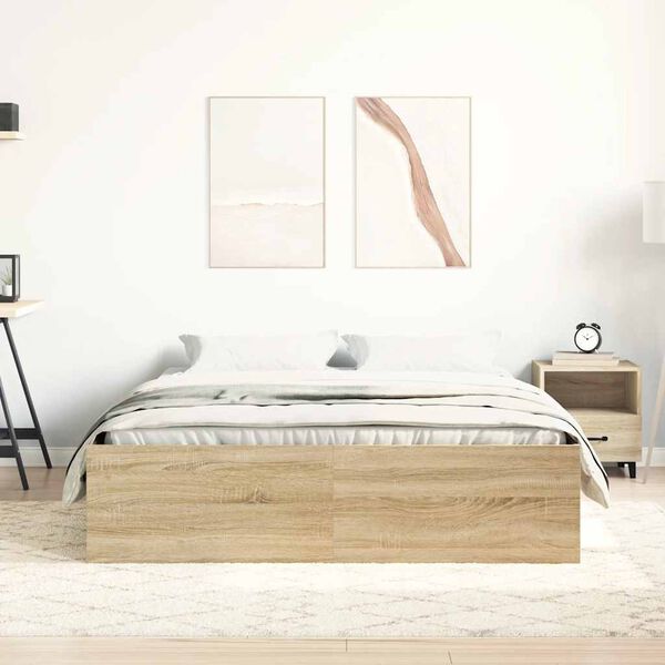 vidaXL Bed Frame without Mattress Sonoma Oak 150x200 cm King Size King Size