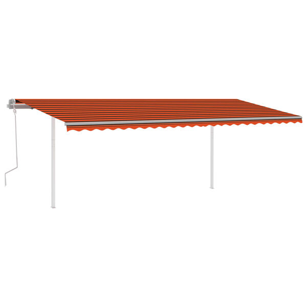 vidaXL Manual Retractable Awning with Posts 6x3 m Orange and Brown
