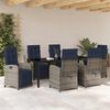 vidaXL Garden Dining Set with Cushion 7 pcs Grey Poly Rattan