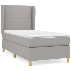 vidaXL Box Spring Bed with Mattress Light Grey 90x190 cm Fabric