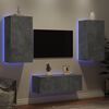 vidaXL 4 Piece TV Wall Units with LED Concrete Grey Engineered Wood