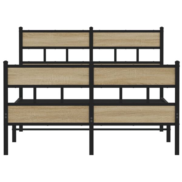 vidaXL Metal Bed Frame without Mattress Sonoma Oak 120x200 cm