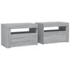 vidaXL Bedside Cabinets 2 pcs with LEDs Grey Sonoma 60x35x40 cm