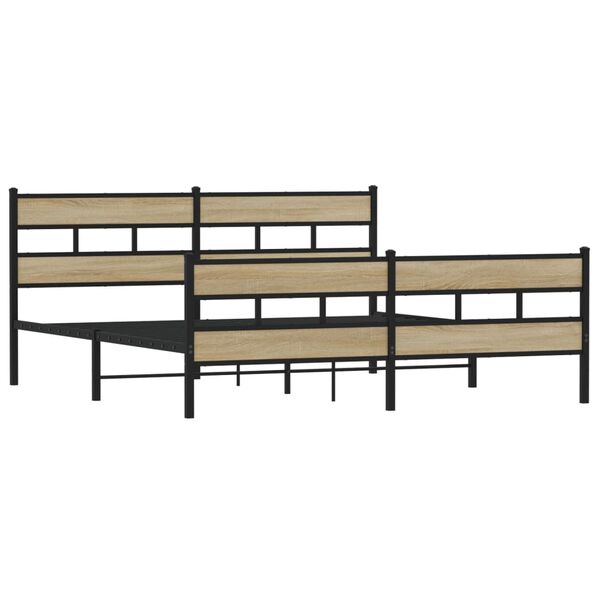 vidaXL Metal Bed Frame without Mattress Sonoma Oak 193x203 cm