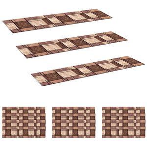 vidaXL Stair Mats 15 pcs 76 x 20 cm Brown Polyester Rectangular