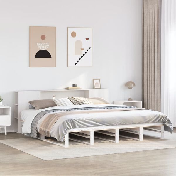 vidaXL Bookcase Bed without Mattress White 180x200 cm Super King Solid Wood