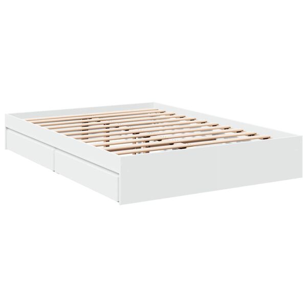 vidaXL Bed Frame with Drawers without Mattress White 140x200 cm