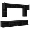 vidaXL 8 Piece TV Wall Cabinet Set with LED Lights Black