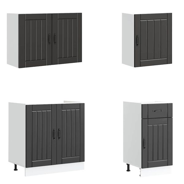 vidaXL 7 Piece Kitchen Cabinet Set Lucca Black Engineered Wood