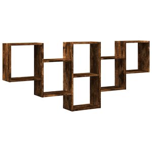 vidaXL Wall Shelf Smoked Oak 159x18x66 cm Engineered Wood