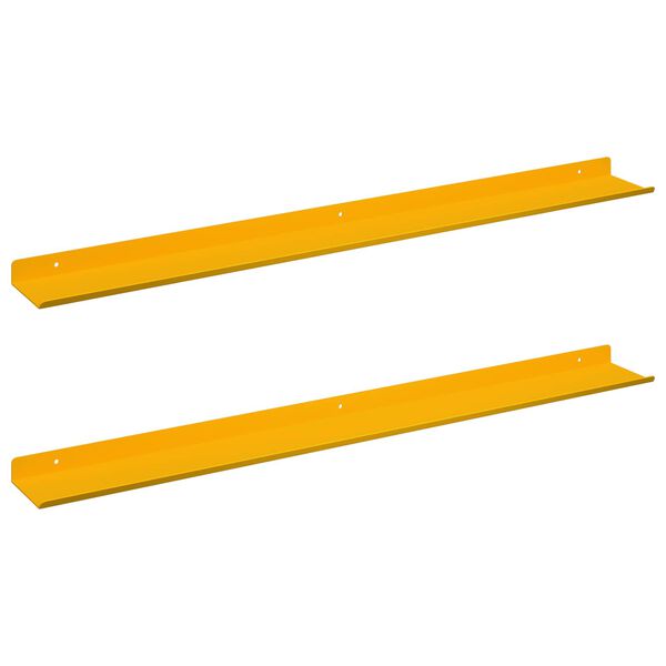 vidaXL Floating Shelf 2 pcs Mustard Yellow 80 x 9 x 2.5 cm Steel