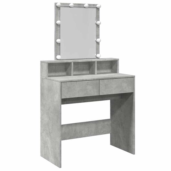vidaXL Dressing Table with LED Concrete Grey 80x41x144.5 cm