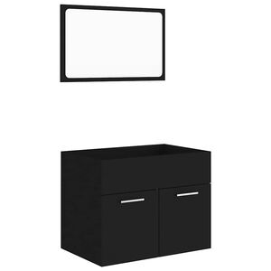 vidaXL Bathroom Furniture Set | Black | Engineered wood, Acrylic | Standard
