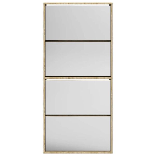 vidaXL Shoe Cabinet 4-Layer Mirror Oak 63x17x134 cm