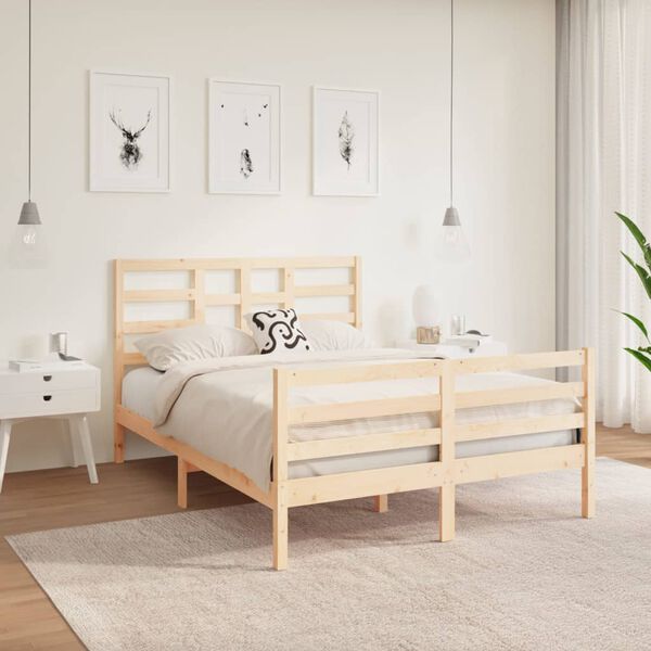 vidaXL Bed Frame without Mattress Solid Wood 140x190 cm