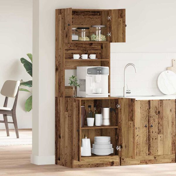 vidaXL Kitchen Sideboard with Shelf 2 pcs Old Wood 60 x 50 x 180 cm