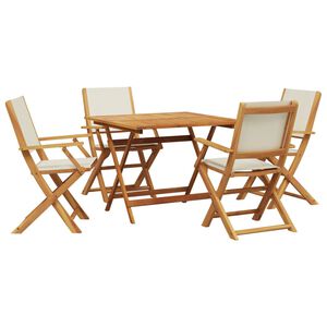 vidaXL 5 Piece Garden Dining Set Cream White Fabric and Solid Wood