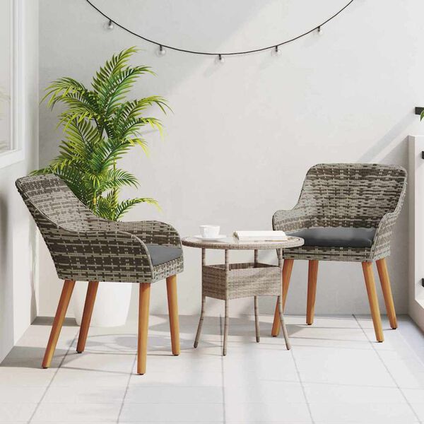 vidaXL Garden Chair 2 pcs Grey 55 x 62.5 x 82cm Poly Rattan