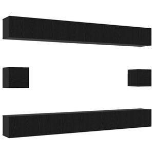 vidaXL TV Cabinet Set Wall-mounted 8 pcs Black Oak Engineered Wood